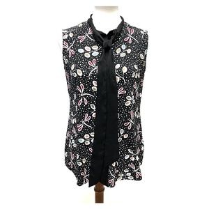 Anne Klein Sleeveless Button Down Jersey Print Top